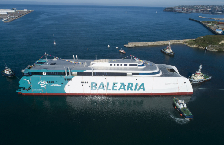 Botadura del 'Eleanor Roosevelt' en los astilleros Armon de Gijón, en septiembre.